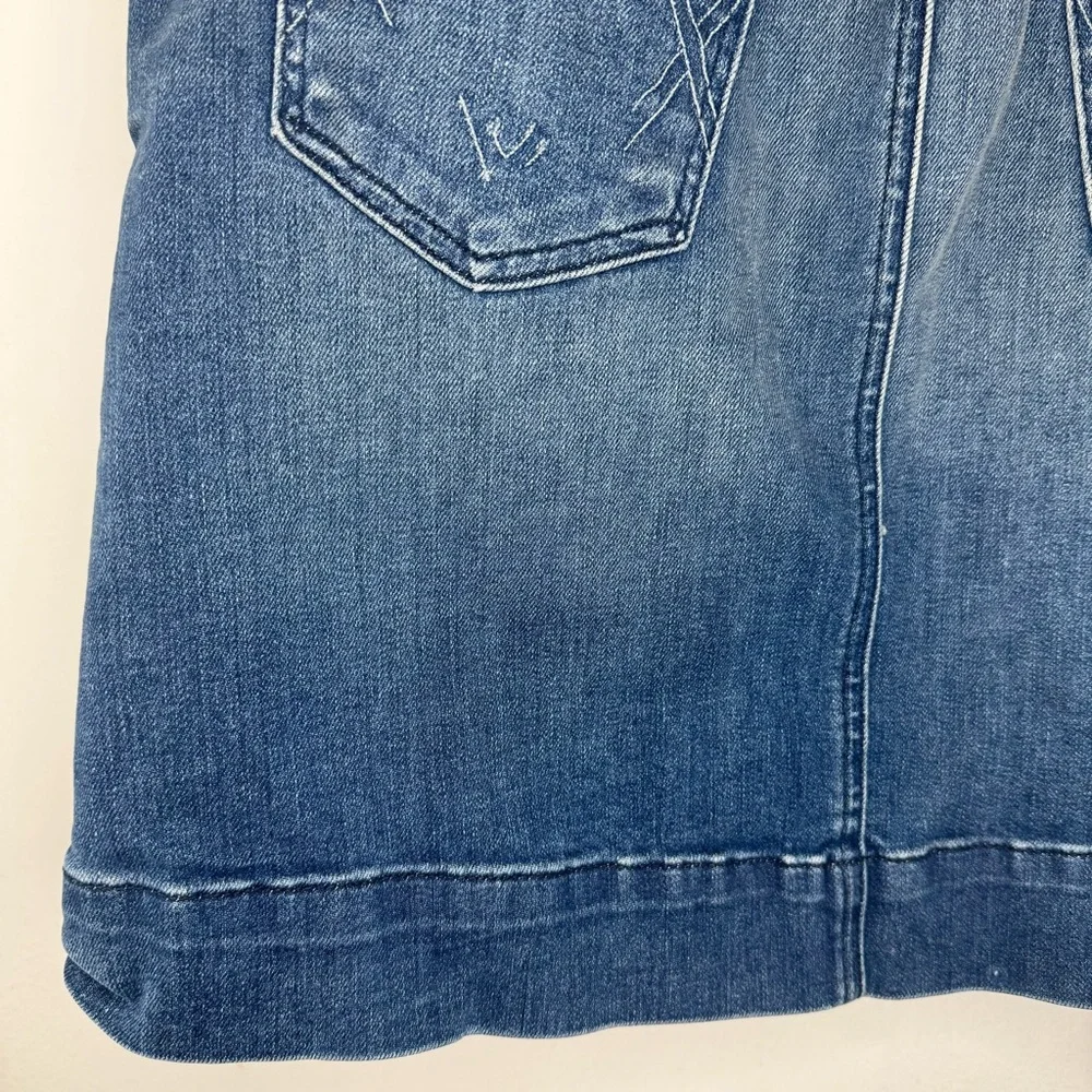 Anthropologie McGuire Button Front Denim Jean Skirt Women’s 26 Distressed Preppy